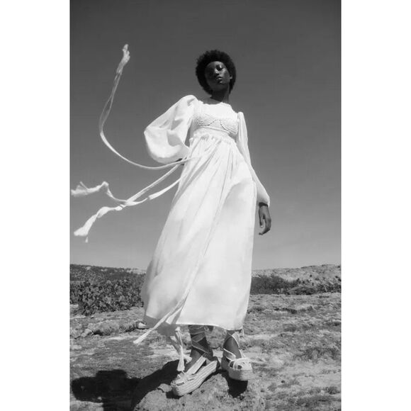 Ulla Johnson Aviva Knitted Cotton-trimmed Ramie Midi Dress in Pristine 4 - Picture 2 of 14